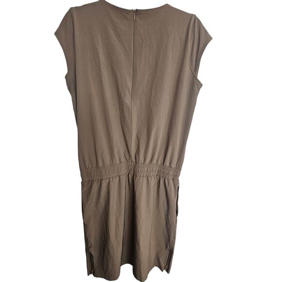 Albion Womens Going Places Tan Active Casual Work Dress Cinch Waist Sz M Pockets - Picture 8 of 10